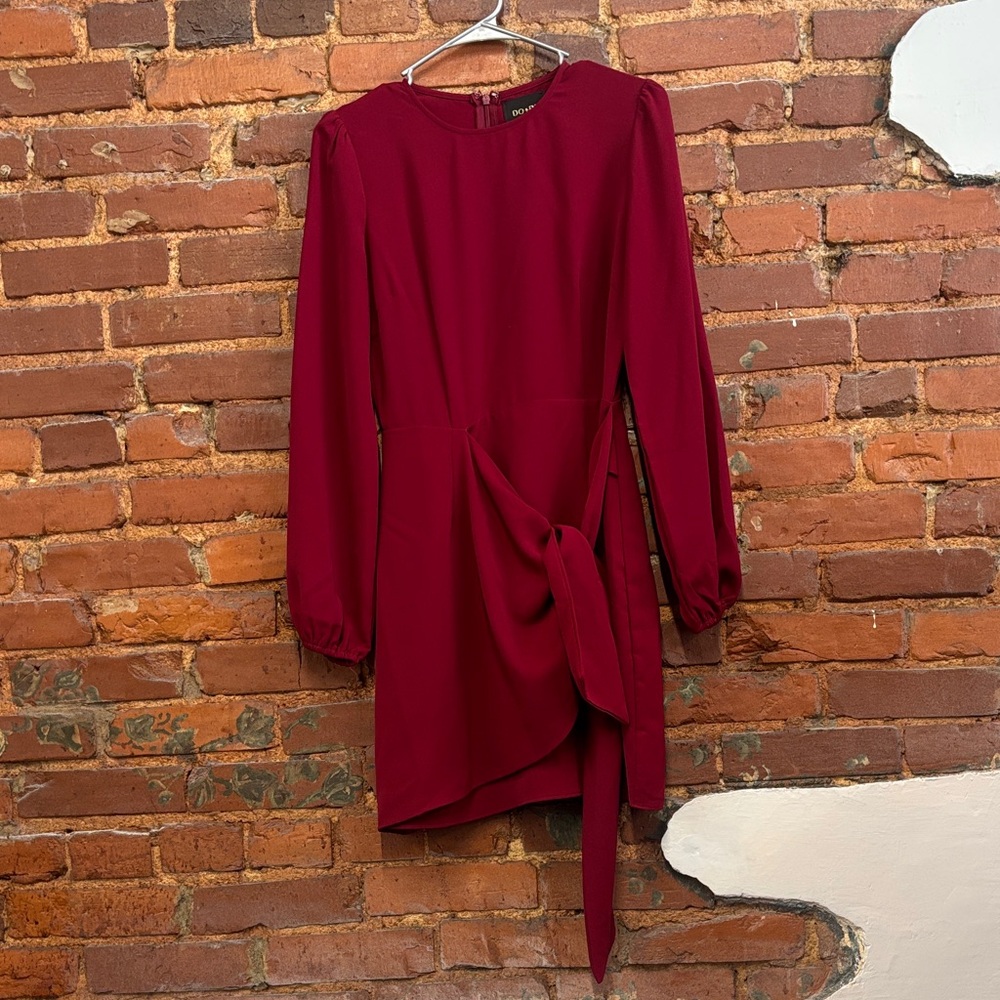 Do+Be Believe it or Knot Wine Red Long Sleeve‎ Dress Holiday Size Small